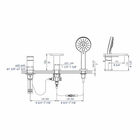 Alfi Brand Polished Chrome Deck Mount Tub Filler W/ Hand Held Showerhead AB2879-PC